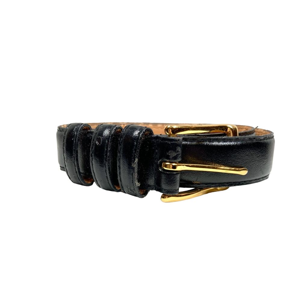 Amanda Smith Belt Black Leather Brass Buckle Size L